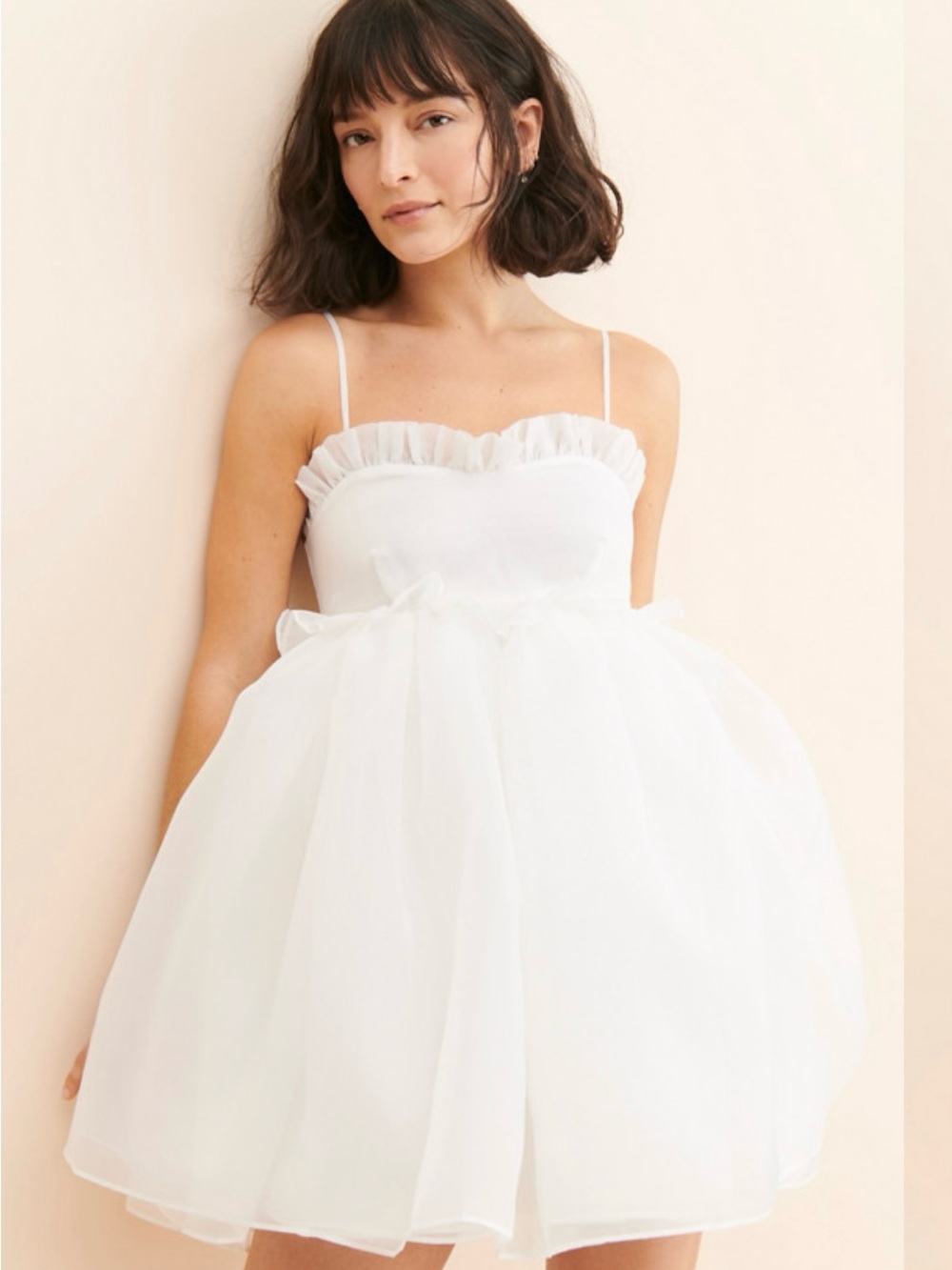Selkie Rosebud White Ruffle Babydoll Dress